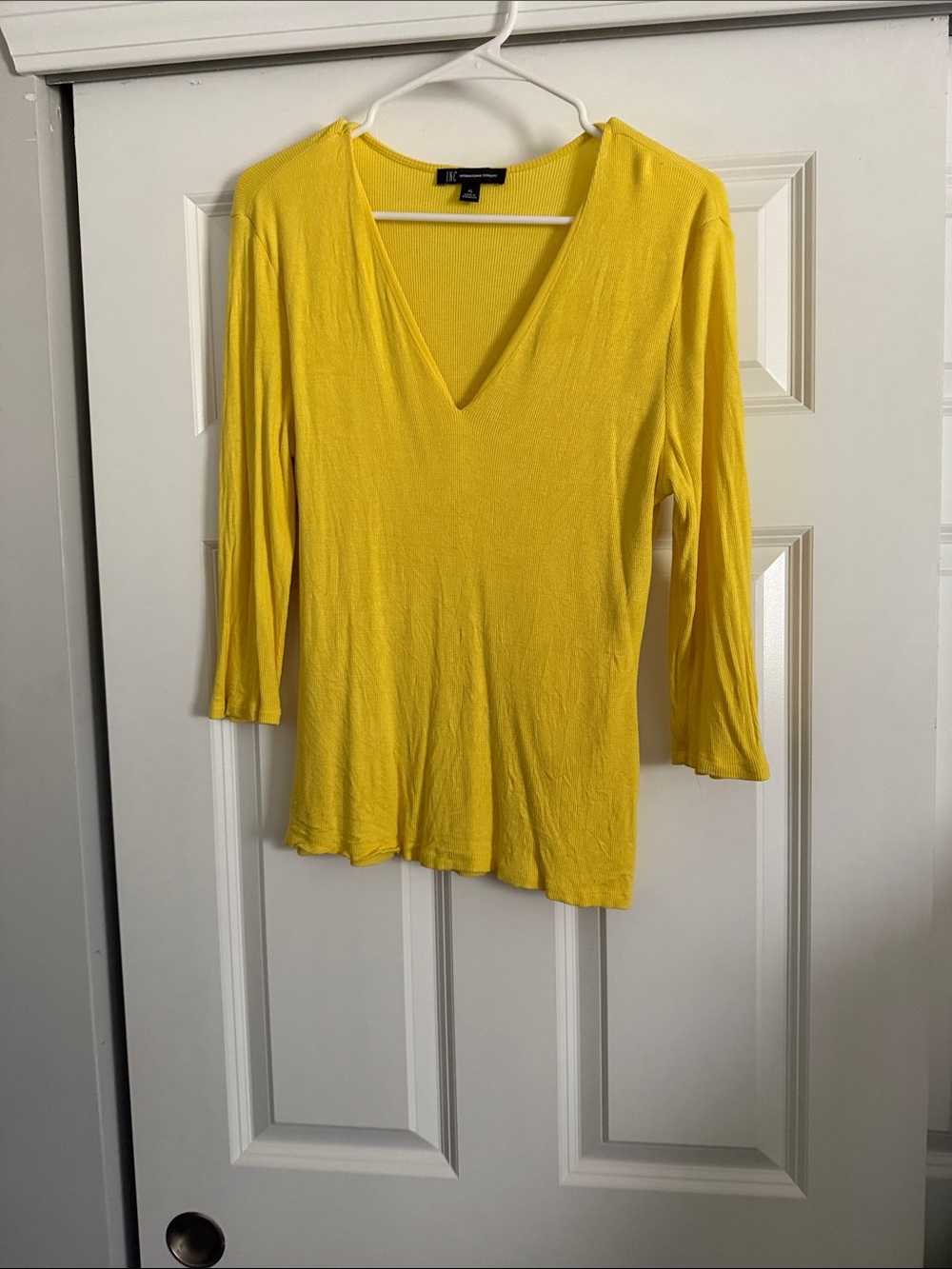 INC International Concepts Sunny Yellow V-Neck Long Sleeve Top